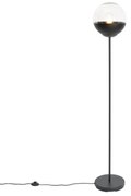Lampa podłogowa retro czarna z przezroczystym szkłem - Eclipse