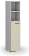 Szafa biurowa kombinowana PRIMO GRAY, drzwi na 3 poziomach, 400 x 420 x 1781 mm, szary/brzoza
