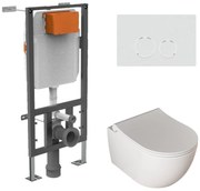 Zestaw LERA stelaż podtynkowy WC z miską wiszącą LERA i przyciskiem White matt
