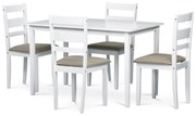 Zestaw jadalniany z litego drewna z 4 krzesłami,120 x 75 x 75 cm, biały