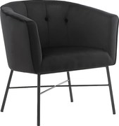 Fotel typu kabriolet FAKART z weluru – kolor czarny