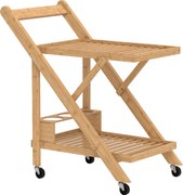 HOMCOM Wózek kuchenny na kółkach, z 3 półkami na wino, 2 tacami, do kuchni, jadalni, drewno bambusowe, jasnobrązowy