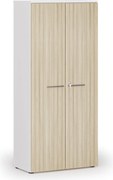 Szafa biurowa z drzwiami PRIMO WHITE, 800 x 420 x 1781 mm, biały/dąb naturalny