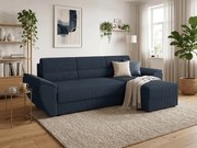 Rozkładana dwustronna sofa w kształcie L TAVERO 251x140 cm, ciemnoniebieska