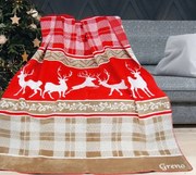 Koc LAST XMAS 150x200 czerwony/beżowy Premium GRENO