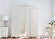 Duża szafa do sypialni Camelia ecru, 190x248 cm. Szafa dla dziewczynki, szafa do pokoju, funkcjonalnie zorganizowana szafa francuska. Meble francuskie La Perle.