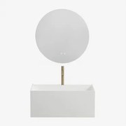 Zestaw Wiszących Mebli Łazienkowych Z Żywicy Zintegrowany Z Umywalką I Oświetleniem Led Nerine - Sklum