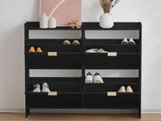 Nowoczesna szafka na buty - 4 klapki - Czarna