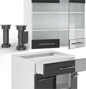 Pojedyncza kuchnia antracytowy wysoki połysk/biały 140x60x81.6 fame-line