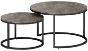 HOMCOM Zestaw 2 okrągłych stolików kawowych, wsuwane stoliki z ramą metalową, stolik salonowy z blatem imitującym marmur, stolik kawowy, Szary