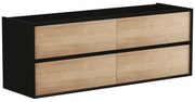 Szafka wisząca pod umywalkę - Naturalny jasny i czarny - 150 cm - LANNICK