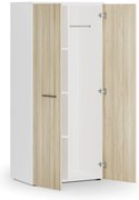 Szafa ubraniowa biurowa PRIMO WHITE, 3 półki, drążek do szafy, 800 x 500 x 1781 mm, biały/dąb naturalny