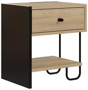 Czarna szafka nocna w dekorze dębu z półką Saturne – Marckeric