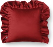 Czerwona poszewka welurowa Werona Belle - ozdobna falbana