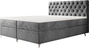 BEDANTE Łóżko CHESTER 200x200 Monolith 92, Szare, pojemnik, chromowane nogi, małżeńskie, topper, materac, bonell, tapicerowane, MONOLITH