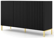 Czarna komoda lamelowa na złotych nogach P1-M01