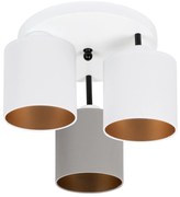 Lampa sufitowa biała trzypunktowa z szaro-białymi abażurami C-3030WE-W