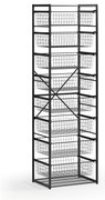 Otwarty regał koszowy, 8x kosz, TYP VII, 600 × 460 × 2020 mm, czarny