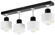 Biało-czarna lampa sufitowa, czteropunktowy spot DWE60x7SC z drewna i
