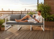 Biała sofa trzyosobowa 204cm aluminiowa na taras