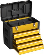 HOMCOM Pusta skrzynka na narzędzia, 49,7 x 25,3 x 40,7 cm, kufer z 4 szufladami, mini-pojemnik, stal, żółta | Aosom PL