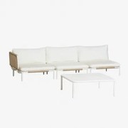 3-częściowa Modułowa Narożna Sofa Ogrodowa I Stolik Kawowy Roubly Beige Migdałowa - Sklum