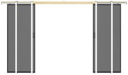 Drzwi przesuwne podwójne chowane w ścianie - dymione matowe szkło hartowane - 2 x wys. 205 x szer. 63 cm - LINCI II