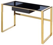 Biurko – 1 szuflada – szkło hartowane i stal – kolor czarny i złoty – SALI marki Pascal Morabito