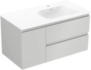 Mexen Orio szafka łazienkowa 90 cm z umywalką Vela prawą, 2S, 1D, szara mat/biała mat - 91A13-09047-3-BBFFF62-W23P01