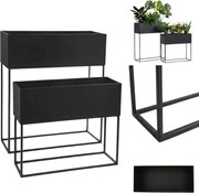 Kwietniki loft metalowe podłużne TINO, 2 stojaki