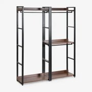 Modułowa Otwarta Szafa 2-częściowa Z Drążkiem Na Ubrania Ze Stali I Mdf Ariaster Czarna - Sklum