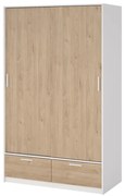 Biało-naturalna szafa w dekorze dębu z drzwiami przesuwnymi 121x200 cm Line – Tvilum