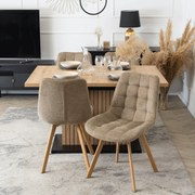 Krzesło Tapicerowane do Salonu KATHY Beżowe Nowoczesne Skandynawskie