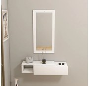 Półka ścienna + naścienne lustro VIEN białe