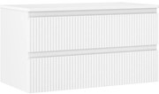 Mexen Rivel szafka łazienkowa podumywalkowa 90 cm z blatem, 2 szuflady, ryflowana , biała mat - 91A20-09047-2-BFFC01