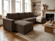 Narożnik w kształcie U SMART COSARO 295x140 cm, ciemnobrązowy