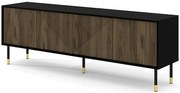 Frezowana szafka pod TV czarny + orzech pacyfik G9-B15