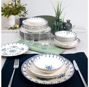 24-częściowy zestaw obiadowy biały/niebieski/porcelana