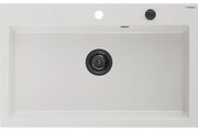 Mexen Elix zlewozmywak granitowy 1-komorowy 800 x 500 mm, biały, syfon czarny - 6527801005-20-B