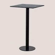 Kwadratowy Wysoki Stolik Barowy 60x60 Cm Z Marmuru Rocher Zielony Marmur & Czarny - Sklum