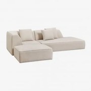 Narożna Sofa Modułowa Cardea 2-częściowa Z Prawą Leżanką I Tapicerowanym Pufem Kremowo-beżowy Szenil - Sklum
