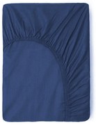 Ciemnoniebieskie bawełniane prześcieradło elastyczne Good Morning, 90x200 cm