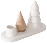 Świecznik na pojedynczą świecę NEVIA, choinki z kamienia i porcelany