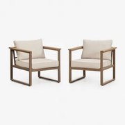 Zestaw 2 Krzeseł Ogrodowych Z Aluminium I Drewna Akacjowego Lipov Moka Brown - Sklum