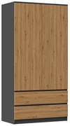 Dwudrzwiowa szafa z szufladami antracyt + dąb artisan G2-G68