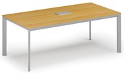 Stół konferencyjny PRIMO INVITATION, 200x100 cm, buk + port blatowy TYP I, srebrny