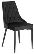 Czarne nowoczesne welurowe krzesło pikowane A0-N64