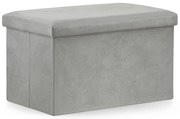 Szary składany taboret FURELA VELVET XL 60 x 38 x 38 cm