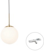 Lampa wisząca w stylu Art Deco złota z opalowym szkłem z adapterem szynowym białym 1-fazowym - Slimline Flore ArtDeco Oswietlenie wewnetrzne