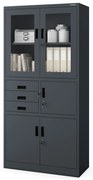 Biurowa szafa metalowa z sejfem na akta i dokumenty FILIP, 900 x 1850 x 400 mm, antracytowa